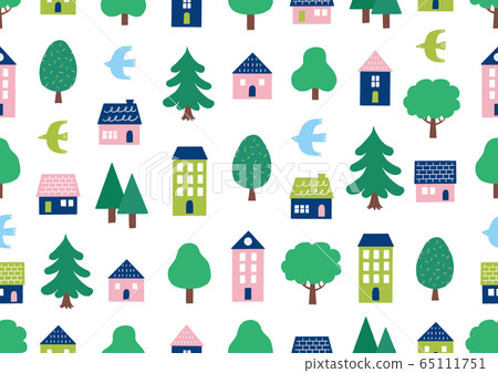 House and tree seamless pattern House and tree seamless pattern 65111751