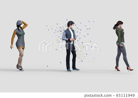 One of the young people has the virus but stays in the same space while maintaining a social distance 65111949