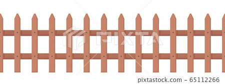 Wooden fence rustic style. Picket fence for front garden, flower beds lawns. 65112266