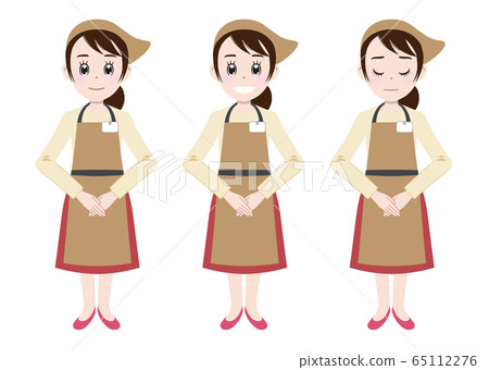 A restaurant clerk wearing an apron 65112276