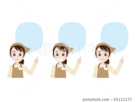 A restaurant clerk wearing an apron A restaurant clerk wearing an apron 65112277