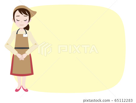 一位穿著圍裙的餐廳店員 65112283