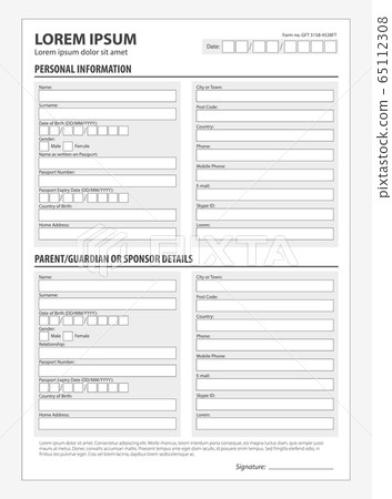 Standard clean application form. Document concept for admission of a foreigner traveling 65112308