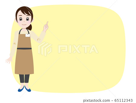 我會告訴你一個圍裙的餐廳服務員/帶背景框架 我會告訴你一個圍裙的餐廳服務員/帶背景框架 65112343