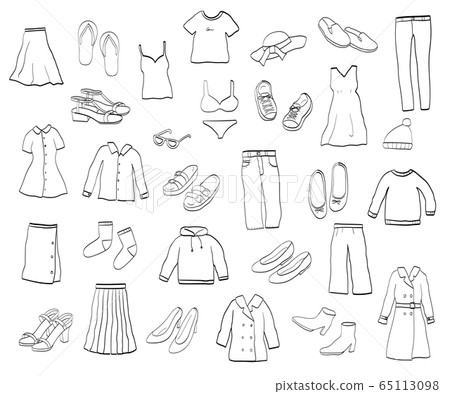 手繪時尚插圖集/鞋/衣服/線條圖 手繪時尚插圖集/鞋/衣服/線條圖 65113098