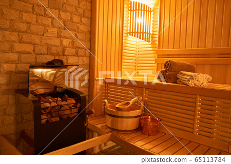 Wooden Sauna, wet area, steam, recreation zone Wooden Sauna, wet area, steam, recreation zone 65113784