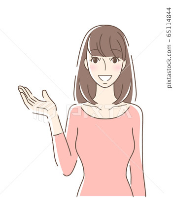 A Woman Facing The Front Smiling And Holding Stock Illustration