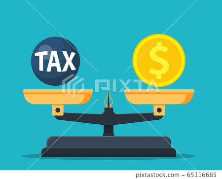 Scales balancing with tax weight ball and cash Scales balancing with tax weight ball and cash 65116685