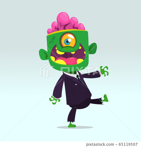 Cartoon funny green zombie growling. Halloween Cartoon funny green zombie growling. Halloween 65119507