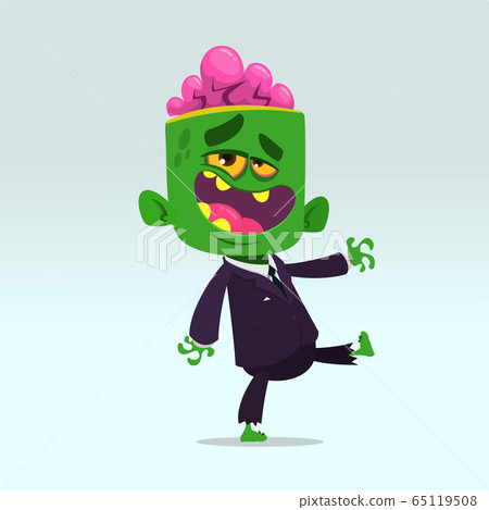 Cartoon funny green zombie  growling. Halloween 65119508