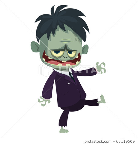 Cartoon funny green zombie growling. Halloween Cartoon funny green zombie growling. Halloween 65119509