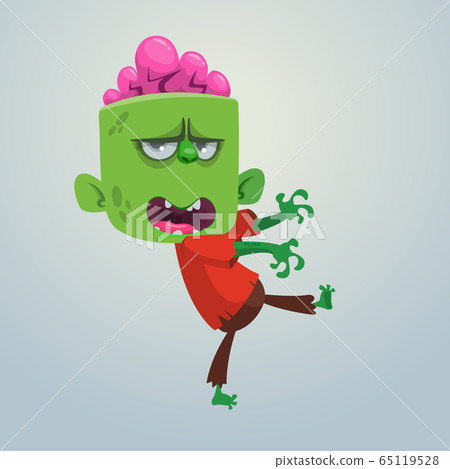Cartoon funny green zombie. Halloween vector illustration Cartoon funny green zombie. Halloween vector illustration 65119528