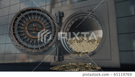 Bank vault doors open. 3D Bank vault doors open. 3D 65119769