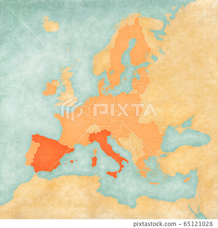 Map of European Union - Italy and Spain 65121028