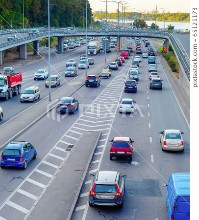 Cars, traffic instersection, Kyiv, Ukraine 65121173