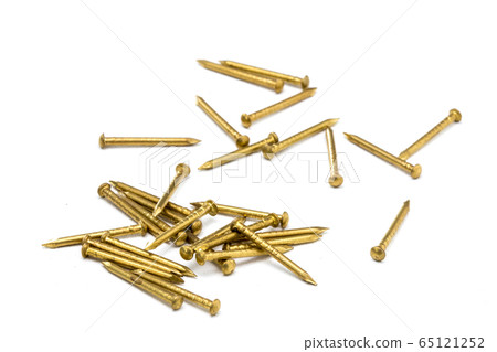 close up brass nails macro shot 65121252