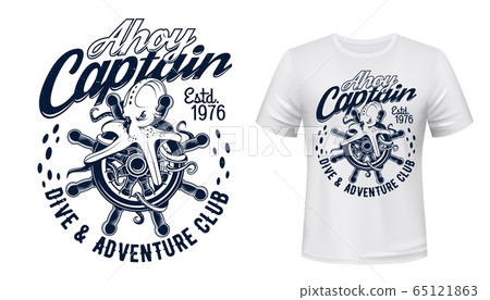 Octopus on sail ship helm, dive and sea print 65121863