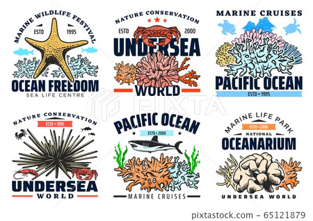 Underwater sea and ocean animal icons 65121879