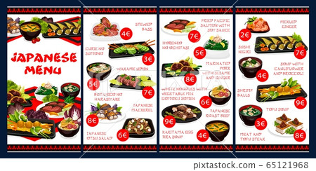 Japanese cuisine restaurant menu, traditional food 65121968