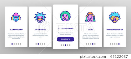 Clown Circus Character Onboarding Icons Set Vector 65122087