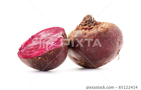 Fresh natural beetroots isolated on white background Fresh natural beetroots isolated on white background 65122414