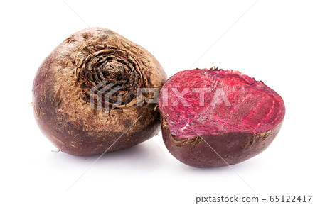 Fresh natural beetroots isolated on white background Fresh natural beetroots isolated on white background 65122417