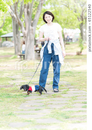 Dog walk woman 65122540