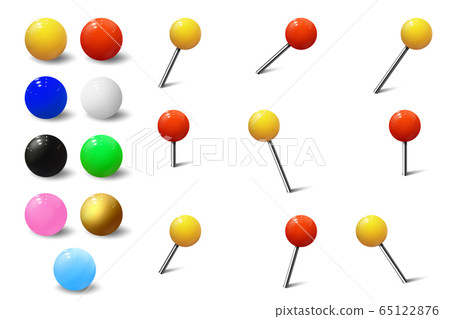 Colored various pushpins, map tacks and pins 65122876