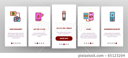 Power Bank Device Onboarding Icons Set Vector Power Bank Device Onboarding Icons Set Vector 65123204