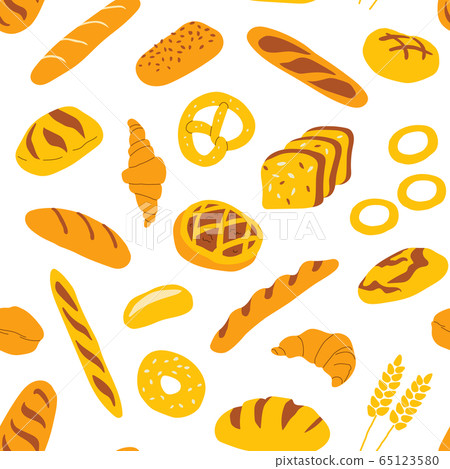 Seamless pattern with bakery and confectionery food. Vector flat illustration. Isolated on white. Seamless pattern with bakery and confectionery food. Vector flat illustration. Isolated on white. 65123580