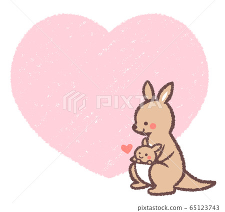 Kangaroo parent-child heart frame 65123743