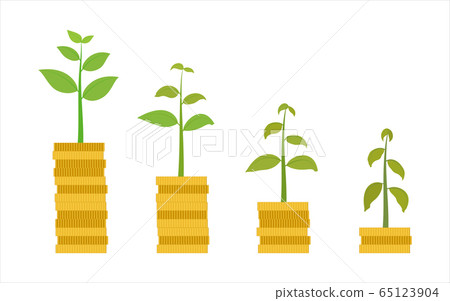 Vector illustration of money go down with plant Vector illustration of money go down with plant 65123904