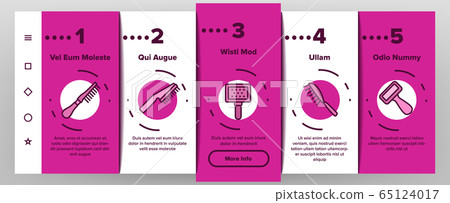 Grooming Brush For Pet Onboarding Icons Set Vector 65124017