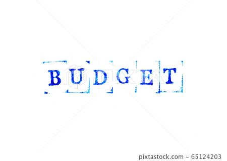 Blue ink of rubber stamp in word budget on white paper background Blue ink of rubber stamp in word budget on white paper background 65124203