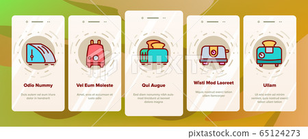 Toaster Kitchen Tool Onboarding Icons Set Vector 65124273