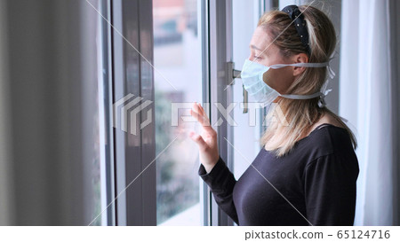 horizontal background woman in isolation at home for virus outbreak or hypochondria horizontal background woman in isolation at home for virus outbreak or hypochondria 65124716
