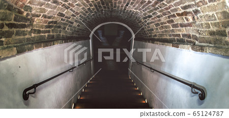 horizontal dark staircase basement background horror mood scene 65124787