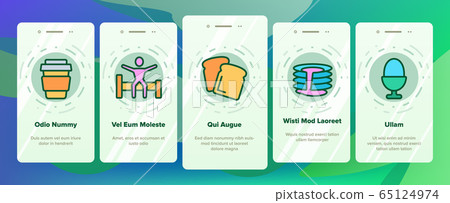 Morning Food And Tools Onboarding Icons Set Vector 65124974