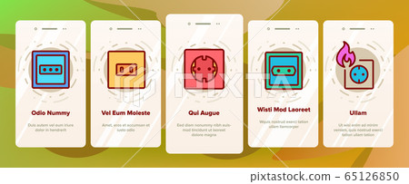 Electric Power Socket Onboarding Icons Set Vector Electric Power Socket Onboarding Icons Set Vector 65126850