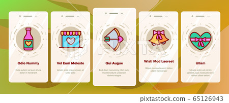 Valentine Day Romantic Onboarding Icons Set Vector Valentine Day Romantic Onboarding Icons Set Vector 65126943