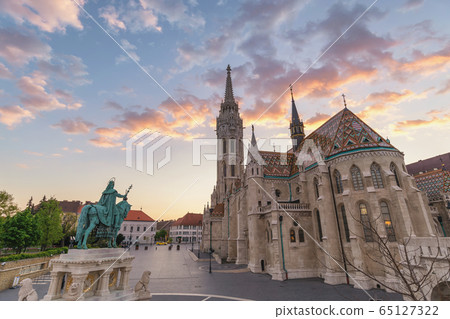 Budapest Hungary, city skyline sunset at Matthias Church and Fisherman Bastion Budapest Hungary, city skyline sunset at Matthias Church and Fisherman Bastion 65127322
