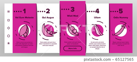 Peas Bob Vegetable Onboarding Icons Set Vector Peas Bob Vegetable Onboarding Icons Set Vector 65127565