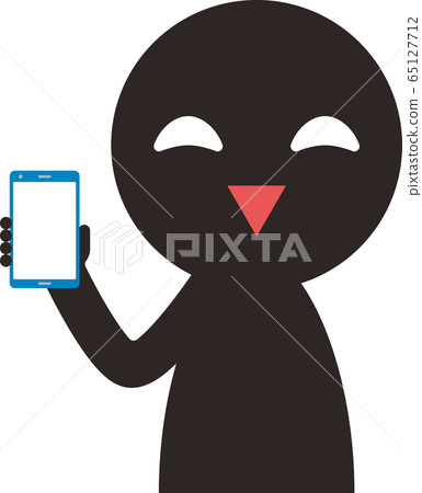 A smiling silhouetted person holding a smartphone (transparent background) 65127712