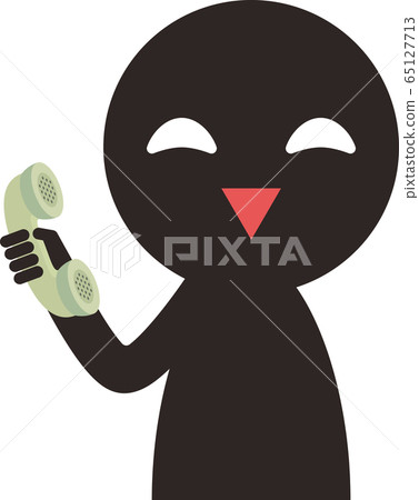 A smiling silhouetted person holding a handset 65127713