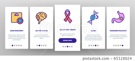Cancer Anatomy Disease Onboarding Icons Set Vector 65128024