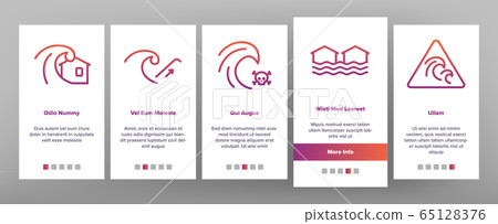 Tsunami Wave Onboarding Icons Set Vector - Stock Illustration [65128376 ...
