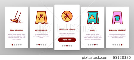 Wet Floor Onboarding Icons Set Vector 65128380