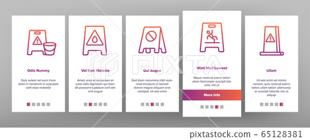 Wet Floor Onboarding Icons Set Vector 65128381