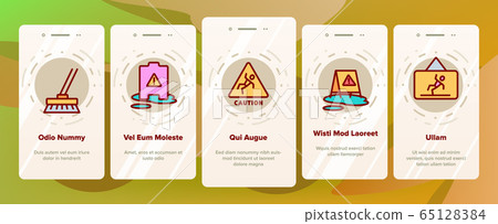 Wet Floor Onboarding Icons Set Vector 65128384