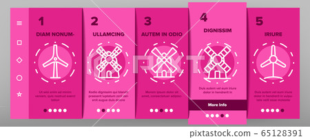 Windmill Building Onboarding Icons Set Vector Windmill Building Onboarding Icons Set Vector 65128391